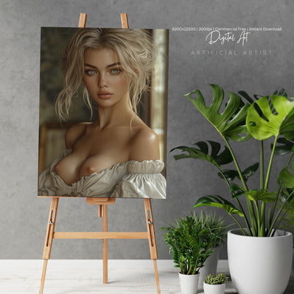 Topless Blonde Beauty | Sexy Babe | Instant Download | Digital AI Art
