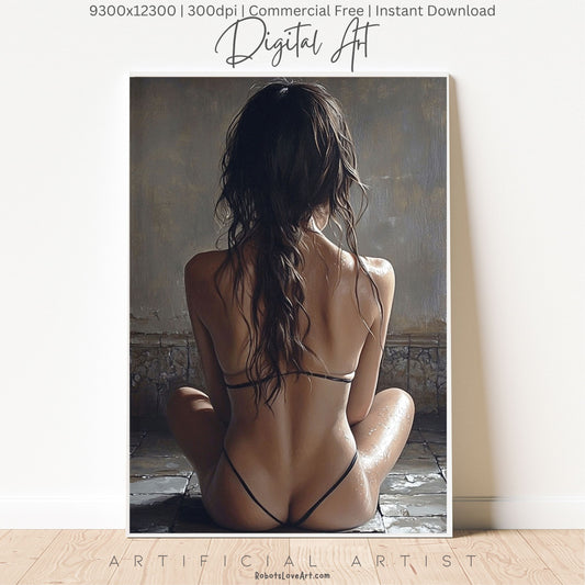 Sexy Hot Naked Yoga | Instant Download | Fantasy Digital AI Art | LGBT Artwork