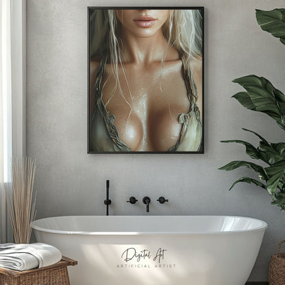 Blonde Bombshell Loincloth Cleavage | Instant Download | Fantasy Digital AI Art | LGBT Artwork (Copy)
