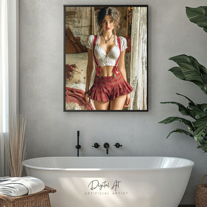 Sexy College Uniform | Instant Download | Fantasy Digital AI Art | Hot Girl