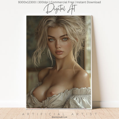 Topless Blonde Beauty | Sexy Babe | Instant Download | Digital AI Art