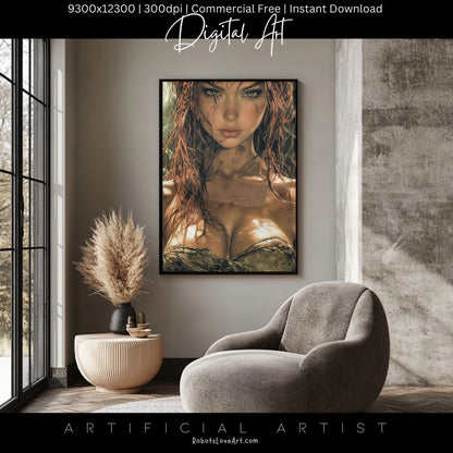 Sexy Dirty Girl | Instant Download | Fantasy Digital AI Art | Ready to Work Hot Chick