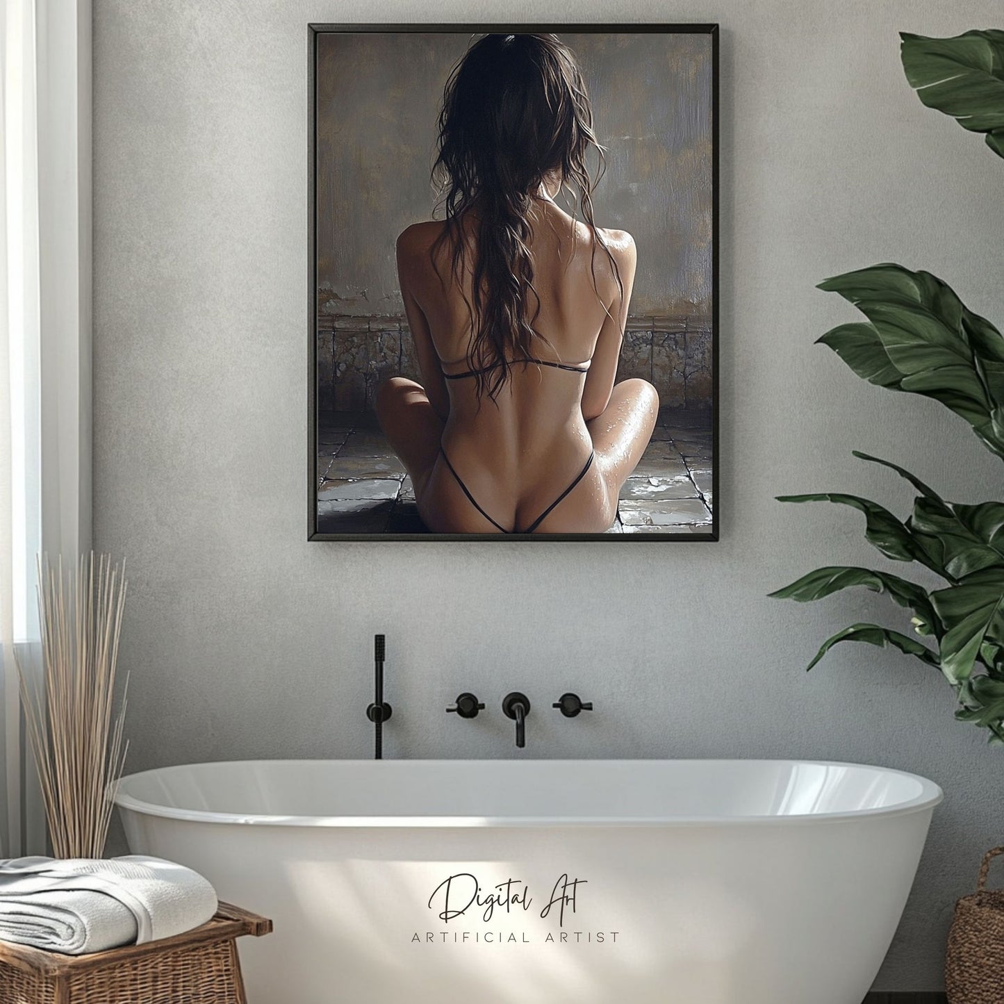 Sexy Hot Naked Yoga | Instant Download | Fantasy Digital AI Art | LGBT Artwork