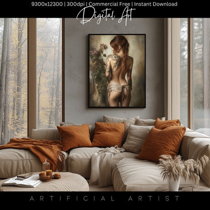 From Behind Pinup Calendar | Instant Download | Fantasy Digital AI Art | Sexy Lace