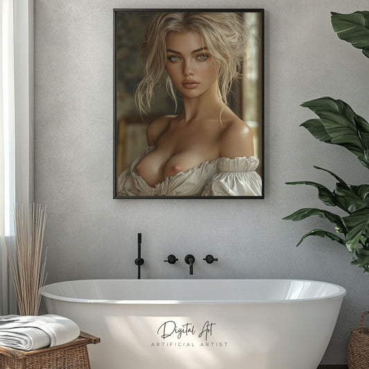 Topless Blonde Beauty | Sexy Babe | Instant Download | Digital AI Art