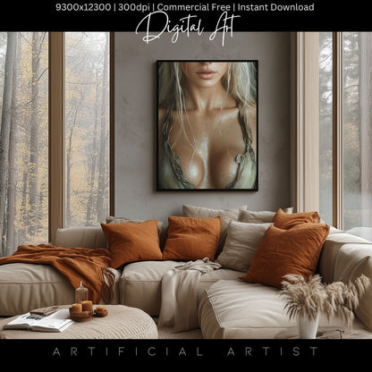 Blonde Bombshell Loincloth Cleavage | Instant Download | Fantasy Digital AI Art | LGBT Artwork (Copy)
