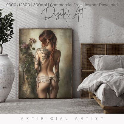 From Behind Pinup Calendar | Instant Download | Fantasy Digital AI Art | Sexy Lace
