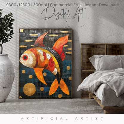 Colorful Mosaic Fish | Instant Download | Digital AI Art | Decor