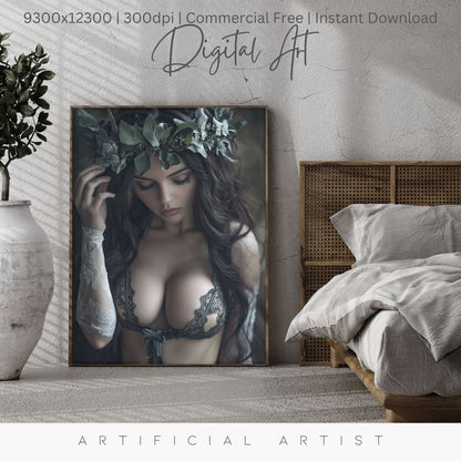 All Natural Sexy Babe  | Instant Download | Fantasy Digital AI Art | Sexy Laceup