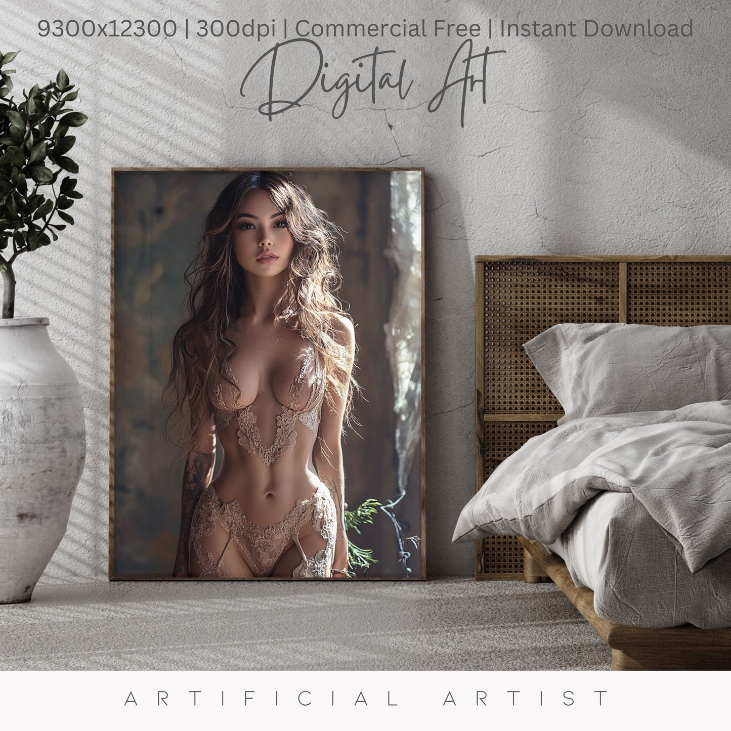 The Lace Window   | Instant Download | Fantasy Digital AI Art | Hot Girl