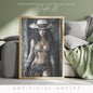 Ready to Draw Girl | Instant Download | Fantasy Digital AI Art | Hot Cowgirl