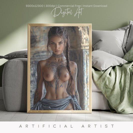 Beautiful Goddess | Sexy Ai Babe | Topless Babe AI Digital Art Instant Download