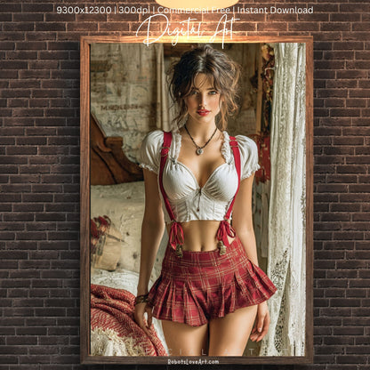 Sexy College Uniform | Instant Download | Fantasy Digital AI Art | Hot Girl