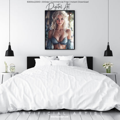 Pretty Blonde Elf | Instant Download | Fantasy Digital AI Art