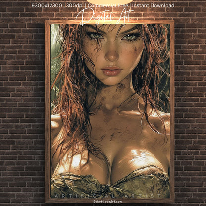 Sexy Dirty Girl | Instant Download | Fantasy Digital AI Art | Ready to Work Hot Chick