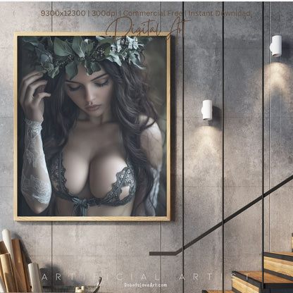 All Natural Sexy Babe  | Instant Download | Fantasy Digital AI Art | Sexy Laceup