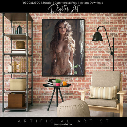 The Lace Window   | Instant Download | Fantasy Digital AI Art | Hot Girl