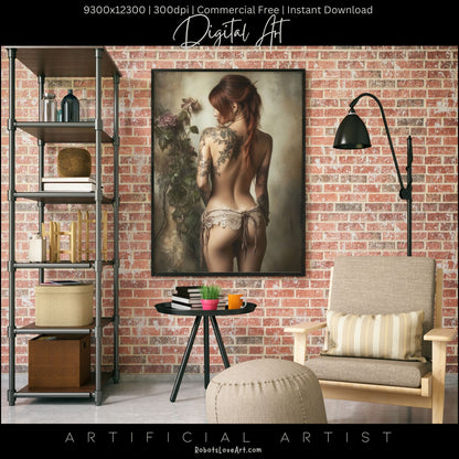 From Behind Pinup Calendar | Instant Download | Fantasy Digital AI Art | Sexy Lace