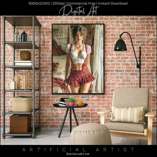 Sexy College Uniform | Instant Download | Fantasy Digital AI Art | Hot Girl