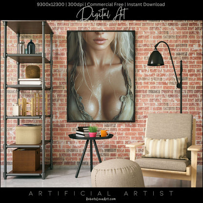 Blonde Bombshell Loincloth Cleavage | Instant Download | Fantasy Digital AI Art | LGBT Artwork (Copy)