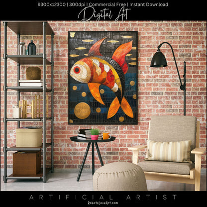 Colorful Mosaic Fish | Instant Download | Digital AI Art | Decor