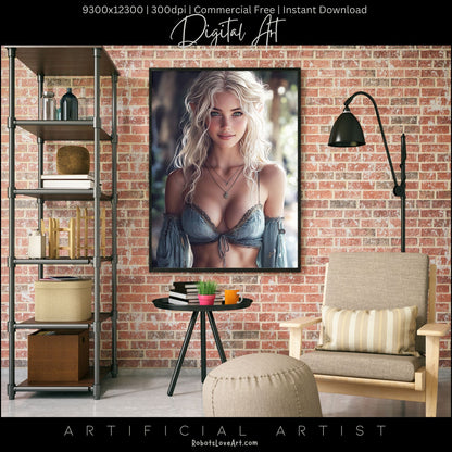 Pretty Blonde Elf | Instant Download | Fantasy Digital AI Art