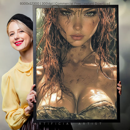 Sexy Dirty Girl | Instant Download | Fantasy Digital AI Art | Ready to Work Hot Chick