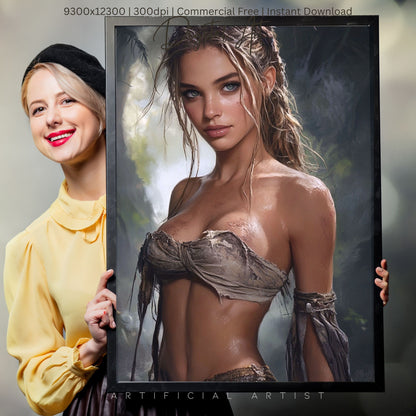Babe in the Jngle | Instant Download | Fantasy Digital AI Art | Hot Girl