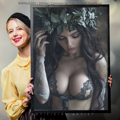 All Natural Sexy Babe  | Instant Download | Fantasy Digital AI Art | Sexy Laceup