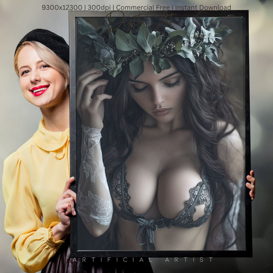 All Natural Sexy Babe  | Instant Download | Fantasy Digital AI Art | Sexy Laceup