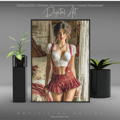 Sexy College Uniform | Instant Download | Fantasy Digital AI Art | Hot Girl