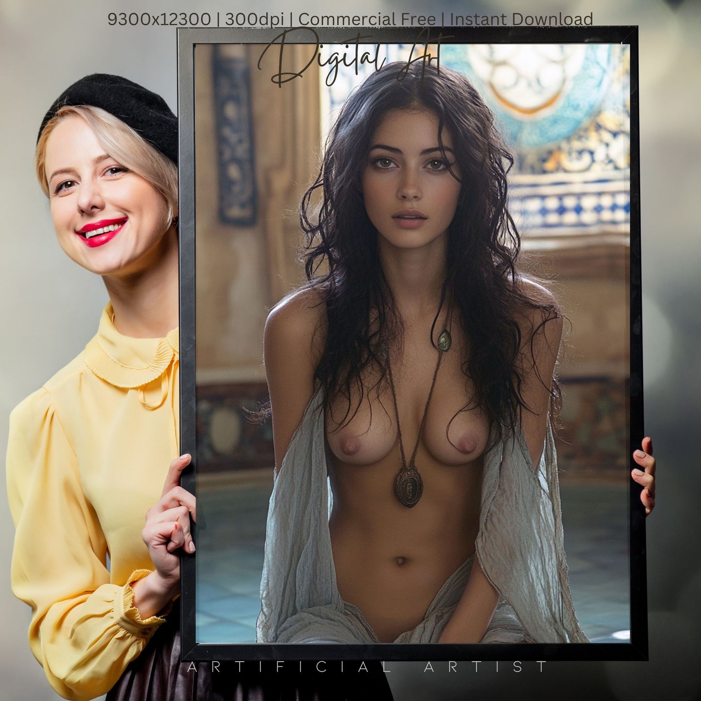 Topless Amulet| Sexy Babe | Instant Download | Digital AI Art