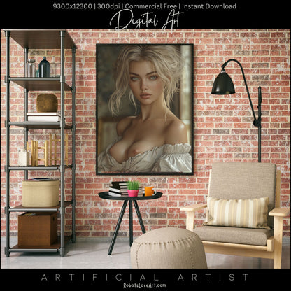 Topless Blonde Beauty | Sexy Babe | Instant Download | Digital AI Art