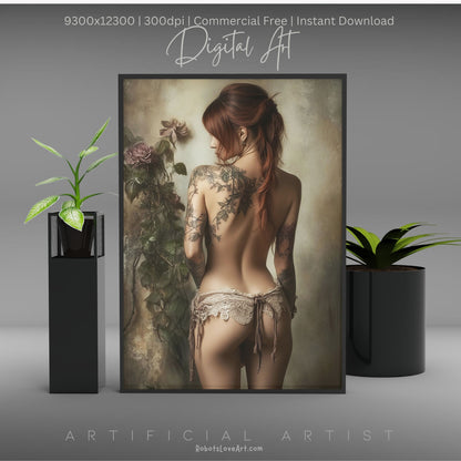 From Behind Pinup Calendar | Instant Download | Fantasy Digital AI Art | Sexy Lace