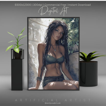 Relaxing in Israeli Spa  | Instant Download | Fantasy Digital AI Art | Hot Girl