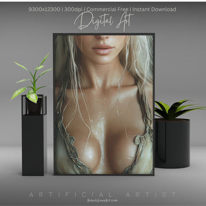 Blonde Bombshell Loincloth Cleavage | Instant Download | Fantasy Digital AI Art | LGBT Artwork (Copy)