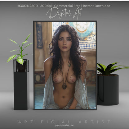 Topless Amulet| Sexy Babe | Instant Download | Digital AI Art