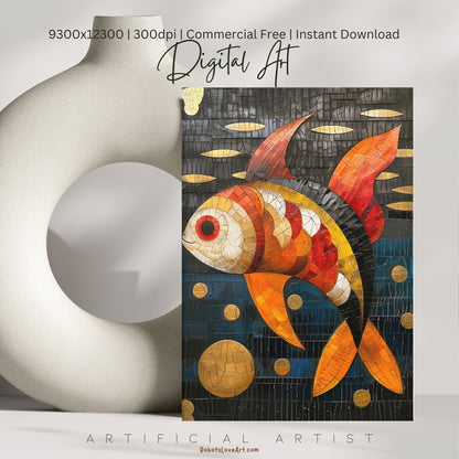 Colorful Mosaic Fish | Instant Download | Digital AI Art | Decor