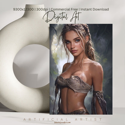 Babe in the Jngle | Instant Download | Fantasy Digital AI Art | Hot Girl