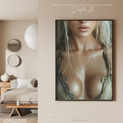 Blonde Bombshell Loincloth Cleavage | Instant Download | Fantasy Digital AI Art | LGBT Artwork (Copy)