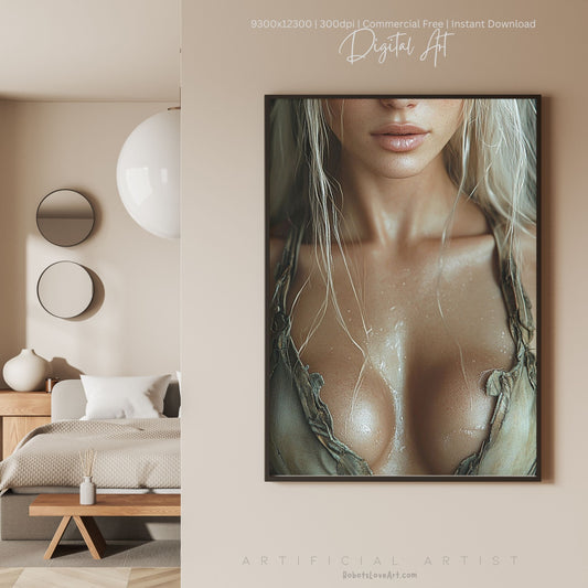 Blonde Bombshell Loincloth Cleavage | Instant Download | Fantasy Digital AI Art | LGBT Artwork (Copy)