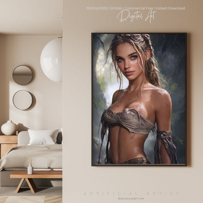 Babe in the Jngle | Instant Download | Fantasy Digital AI Art | Hot Girl