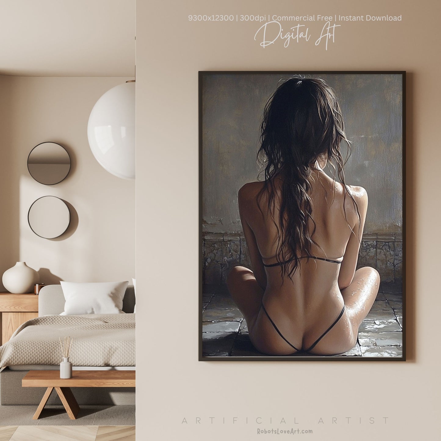 Sexy Hot Naked Yoga | Instant Download | Fantasy Digital AI Art | LGBT Artwork