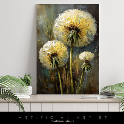 Wild Country Dandelion Portrait | Instant Download | Digital AI Art | Homestead Decor