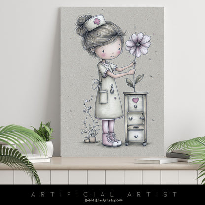 The Little Nurse | Instant Download | Digital AI Art | Registered Nurse Love