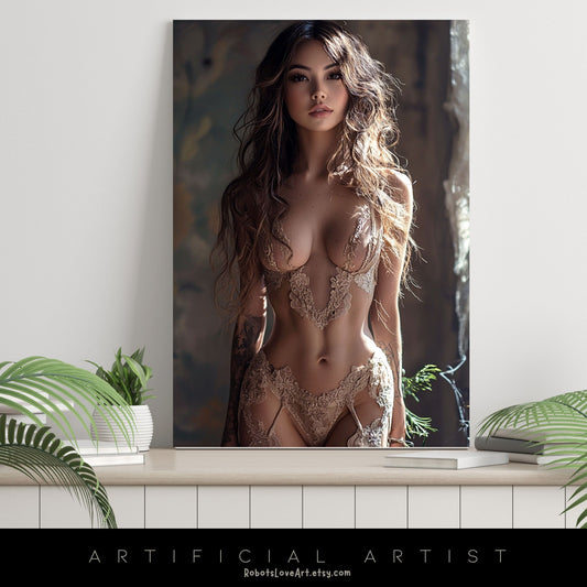 The Lace Window   | Instant Download | Fantasy Digital AI Art | Hot Girl