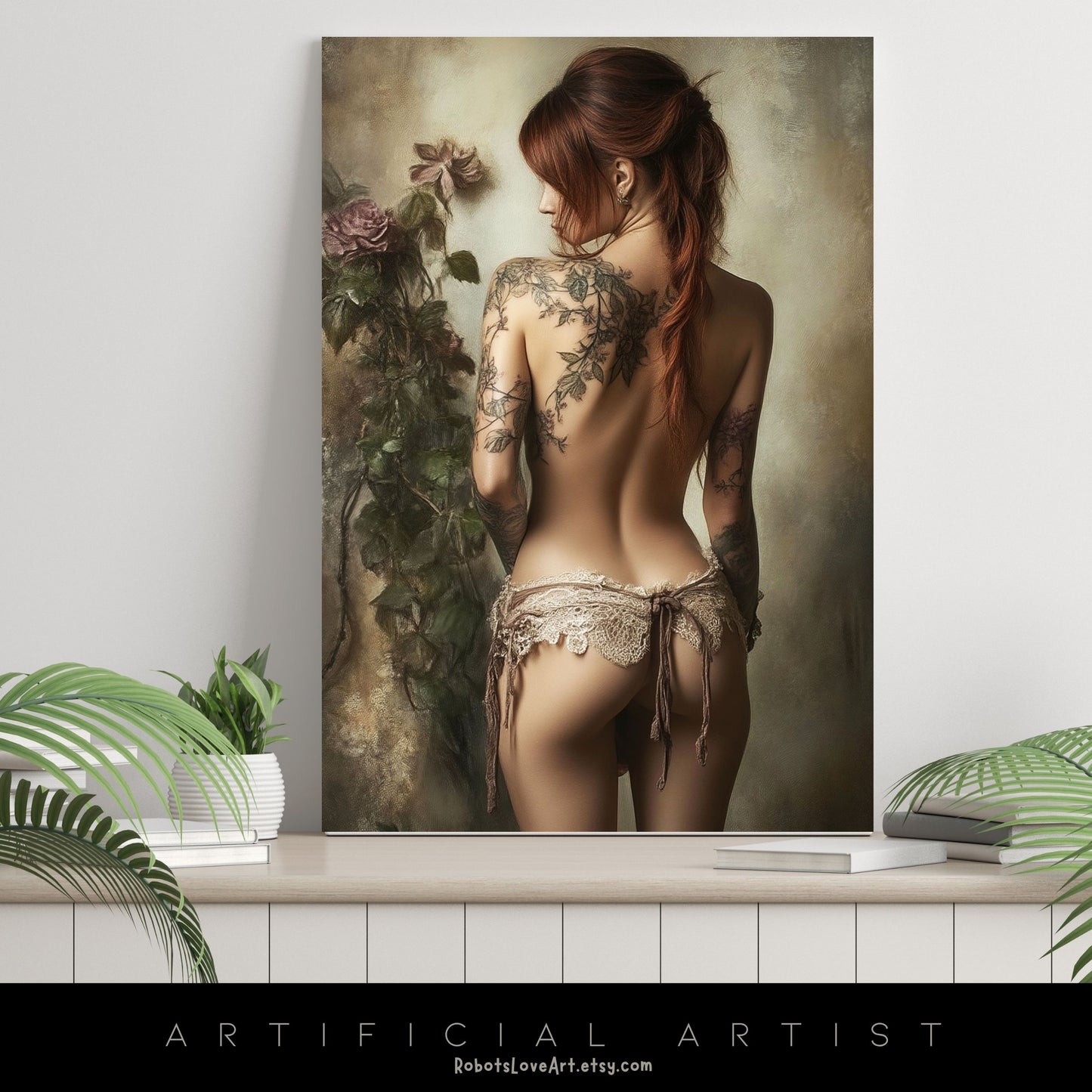 From Behind Pinup Calendar | Instant Download | Fantasy Digital AI Art | Sexy Lace