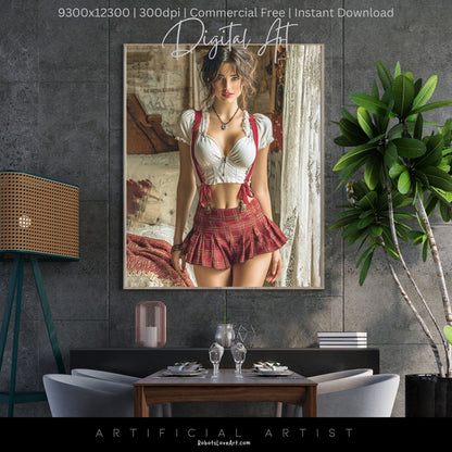 Sexy College Uniform | Instant Download | Fantasy Digital AI Art | Hot Girl