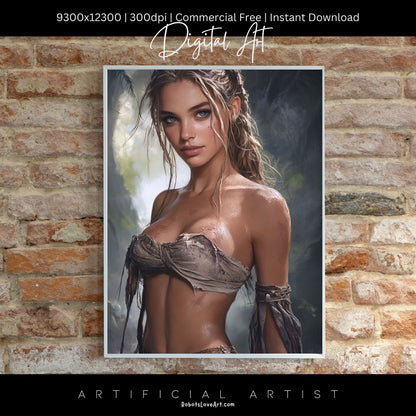 Babe in the Jngle | Instant Download | Fantasy Digital AI Art | Hot Girl