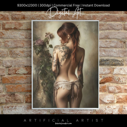 From Behind Pinup Calendar | Instant Download | Fantasy Digital AI Art | Sexy Lace